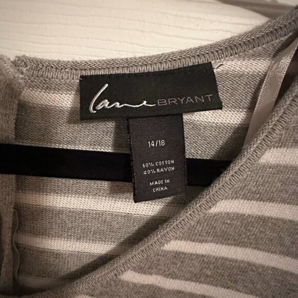 Lane Bryant - Grey & White Striped Sweater - Size 14/16 - Picture 3 of 7